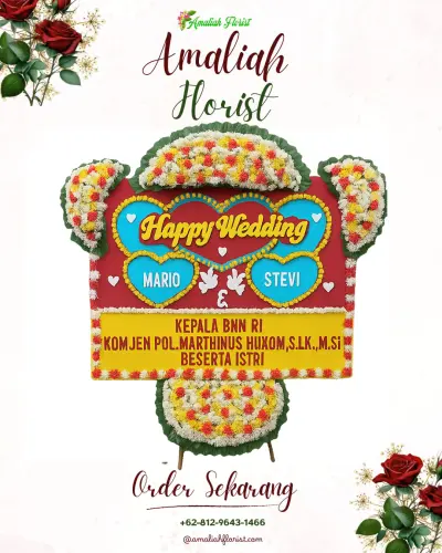 Karangan Papan Bunga Pernikahan di Tempak